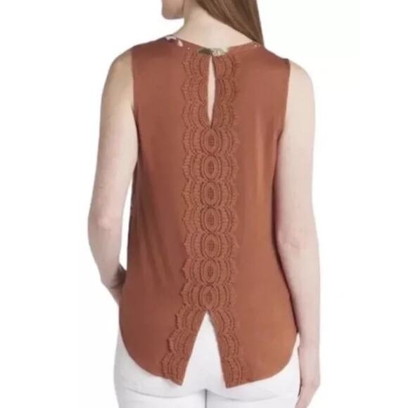 3032 NWT Daniel Rainn Quin Tank Top Women’s XL Rust Floral Tunic Lace Crochet - Picture 2 of 3